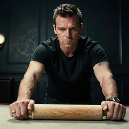 rick astley using a rolling pin, sharp detail, cinematic