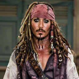 detailed ultrarealistic medium shot photography of nicholas cage as jack sparrow cinematic 8 mm