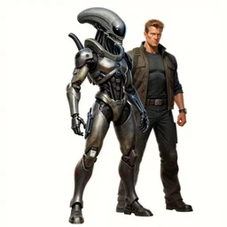 9 0 s image style, full body shot, alien tech hunter, art by jim lee and rob liefeld