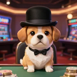 dog wearing bowler hat a casino trending on artstation
