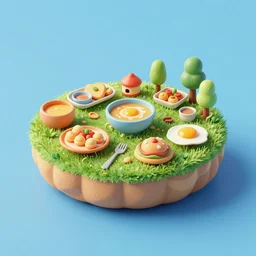 an island made of food