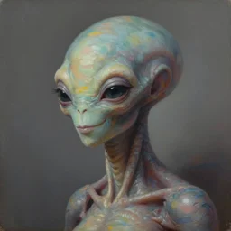 three quarter view, extraterrestrial female lifeform portrait, cultured, friendly, whole head, 3 / 4 view, dramatic lighting, painted by andreas rocha