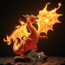 dragon breathing fire made of glass, photography, unreal engine, trending on artstation, photorealistic, octane, trending on deviantart