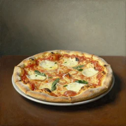 Dutch still life of a Pizza Magaritha, oil painting