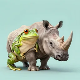 a cross between a frog and a rhinoceros
