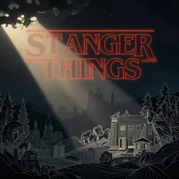 line vector art inspired by Netflix’s Dark and Stranger Things