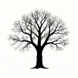 minimal silhouette art of tree branches in the shape of machine learning