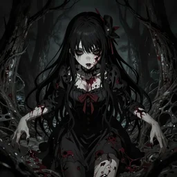 monstrous deformed anime girl, junji ito-inspired, dark lighting