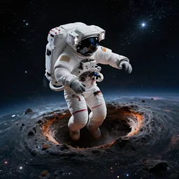 photograph of an astronaut getting sucked into the black hole, 4k, breathtaking stars, space background, surrealism, concept art, Trending on artstation