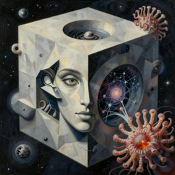 an extremely high quality hd surrealism painting of a beautiful cubism 4d hyperspace soul quantum dimension neural wormhole supercluster galaxy supernova anenome by kandsky and salvia dali the seventh, Salvador dali's much much much much more talented painter cousin, 4k, ultra realistic, super realistic, shadows, depth, surrealistic