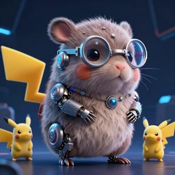 high quality 3 d render sci - fi very cute fluffy! wombat!! cyborg with futuristic mechanical parts, cyberpunk monocle!, highly detailed, vray cinematic smooth, in the style of detective pikachu, hannah yata charlie immer, dark blue neon light, low angle, uhd 8 k, sharp focus