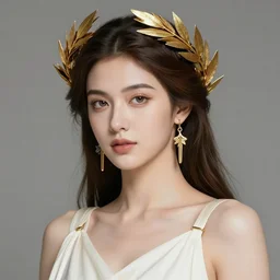 beautiful aphrodite greek goddess wearing a golden laurel wreath and arrowhead earrings, hyper - realistic tattoo sketch, beautiful piercing eyes with sharp pupils, beautiful blonde hair, in the style of greg rutkowski, fantasy, amazing detail, epic, elegant, smooth, sharp focus