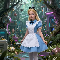Alice in Wonderland cyberpunk, artstation, realistic, environments, 4k