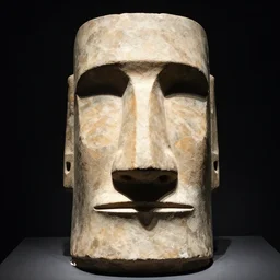 art deco statue of a moai head, symmetrical, by hajime sorayama