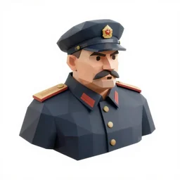 low polygon stalin. white background. isometrical view, 3 d render