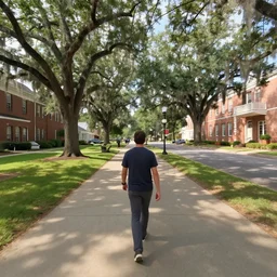 First-Person VR POV screenshot. Walking through Savannah, Missouri. Trending on Artstation. Lighting, colors, and shading by James Gurney.