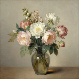vase big flowers, by rembrand, soft colours