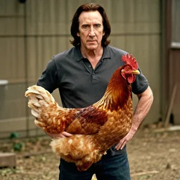 nic cage fused to a chicken at the hips, hd digital photography