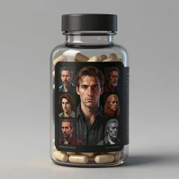 concept art of a modern dietary supplement in a transparent bottle with a black sticker on it by aenaluck, artgerm and roberto ferri and greg rutkowski, highly detailed portrait, star wars expanded universe, digital painting, artstation, concept art, smooth, sharp foccus ilustration hq