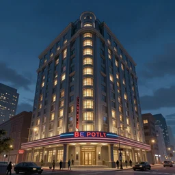 a cyberpunk hotel by albert bierstadt