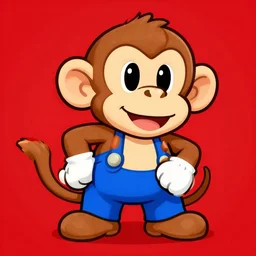 ukiki monkey from mario party 4 digital art red background