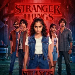 stranger things movie poster in india, poster for the bollywood remake of stranger things with indian actors