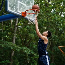 groot dunking a basketball in the woods
