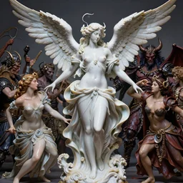 high intricate porcelain baroque stunning woman body sensual angelic warrior fighting the army of the demon lord, 8 k, glitter skin very white hyperrealistic hyperdetailed pastel maria panfilova, andrea savchenko, sensual mike kime, ludovic plouffe, qi sheng luo, oliver cook, alphonse mucha, trending on artstation