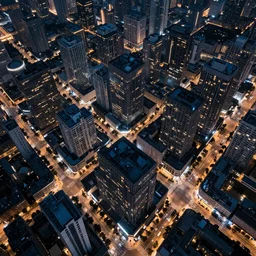 Birds eye view of a city at night built in the ground with very deep cuts as streets, digital art,