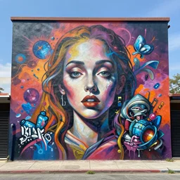 surrealism graffiti mural by lee, masterpiece, trending on artstation