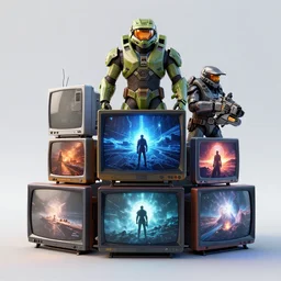 3 d sculpt of a pile of random tvs monitors led screens by halo, star wars, ilm, star citizen halo, mass effect, starship troopers, elysium, the expanse, high tech industrial, artstation unreal