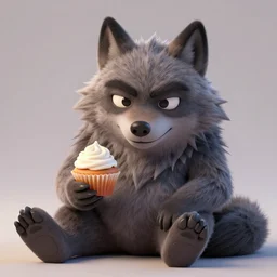 cute handsome cuddly burly surly relaxed calm timid werewolf from van helsing holding a cupcake with frosting unreal engine hyperreallistic render 8k character concept art masterpiece screenshot from the video game the Elder Scrolls V: Skyrim deep vibrant gold citrus orange