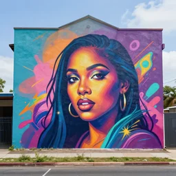 my first mural...... please DM me for commissions! i've never done a digital MURAL before holographic and TRENDING ON ARTSTATION?????