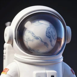 an astronaut marble statue inside the helmet, digital cartoon photo painting