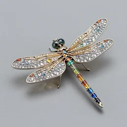colorful, detailed jewel figurine depicting a stylized dragonfly, made by faberge. macro photography