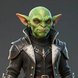 medium portrait of a goblin, green skin, high collar, fashionable jacket, ffxiv, final fantasy 1 4 screenshot, octane render, 8 k, fantasy, rule of thirds, sharp focus