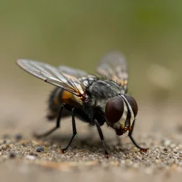 A fly as The American Psycho, photorealistic