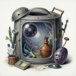 an airbrush painting of an elaborate hidden object scene of unsolved mysteries by destiny womack, gregoire boonzaier, harrison fisher, richard dadd