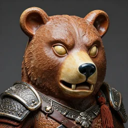 fantasy art ultra 4 k colorful photo of a bizarre viking crossover maori warrior knight bear mask made of ceramic carved by h. r. giger