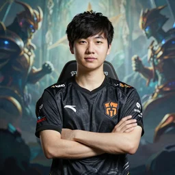 A fantasy style portrait of a e sports champion