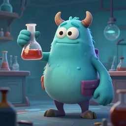 a cartoon monster character holding a beaker in a laboratory by slawomir maniak, concept art :. 4 | zbrush central contest winner :. 1 5 | fantasy art :. 2 6 | 2 d game art :. 1 4 | artstation hq, artstation hd :. 1
