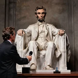 masterpiece still life photo of Abraham Lincoln during an interview on a talk show in 1968