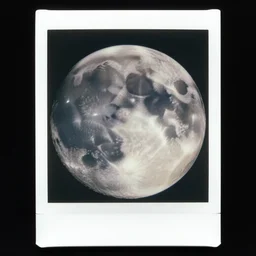 a polaroid photograph of the surface of the moon