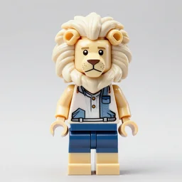 a lego character of a anthro albino lion wearing a causal clothes