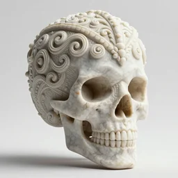 curly gothic baroque tiki skull head , intricate ornate marble carving, white background, sculpture, hyper-realistic, micro details, focused, dramatic, sophisticated, soft surface, professional photography, overhead dramatic light, medium-shot, 3d art, artstation, CGsociety, 3d render, environmental key art, octane render, weta digital, 3d sculpture, structure, render in octane, unreal engine, ray trace 4k, cinematic ,dynamic light, amazing details, beautiful ,