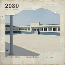 illustration of a 2 0 8 0 desolate school scene by shaun tan, clean, emptyness, torn paper decollage, graphic novel, oil on canvas by edward hopper, by mattias adolfsson, by moebius