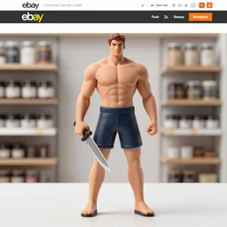 Images on the store website, eBay, Full body, Miniature of a very muscular man with knife