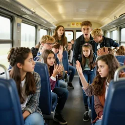 teens on the train making trouble