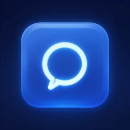 ios app icon for an ai app, blue neon style