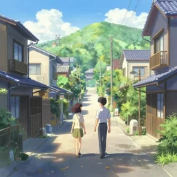a suburban japanese street, key visual, a fantasy digital painting by makoto shinkai and james gurney, trending on artstation, highly detailed